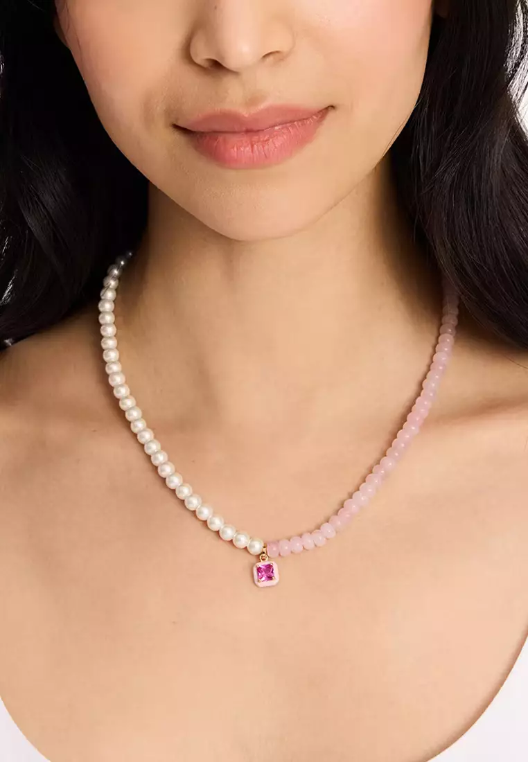 Brighten Up Beaded Necklace in Pink Multi KI188