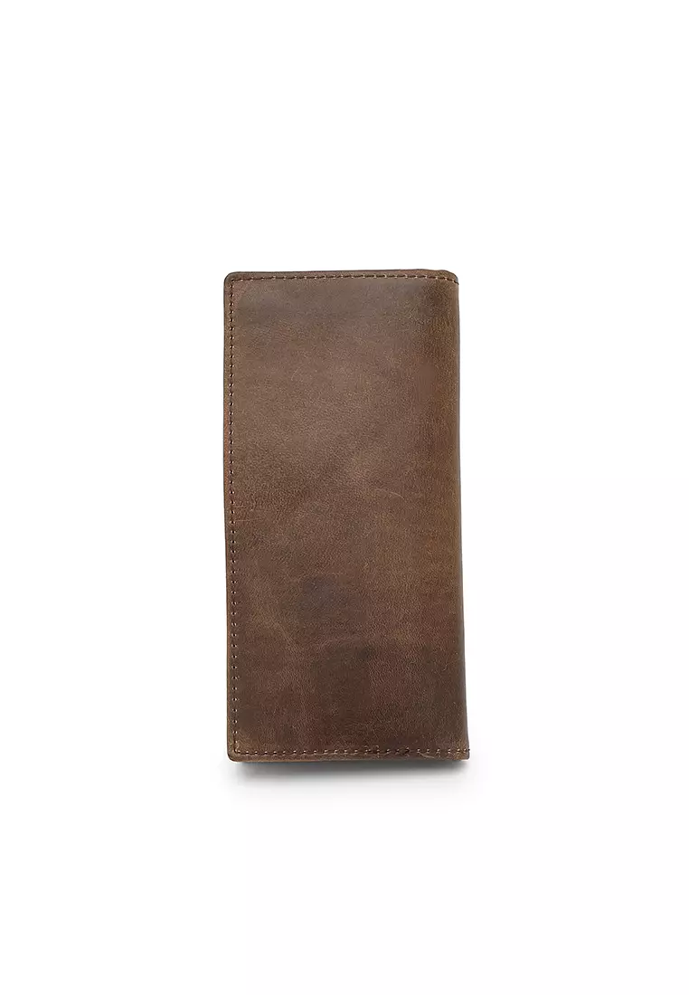 Men's Genuine Leather RFID Blocking Bi Fold Wallet - Brown