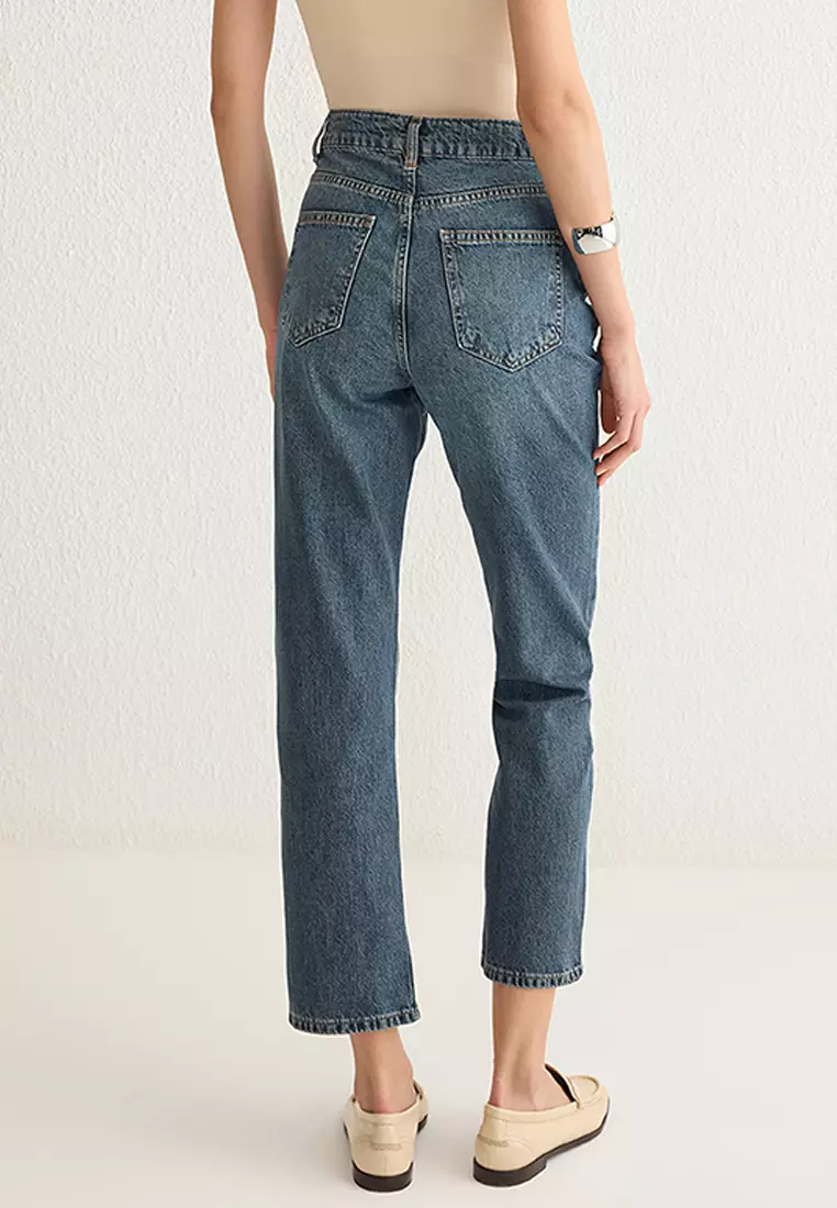 Blue High Waist Straight Jeans Twoss25Je00106