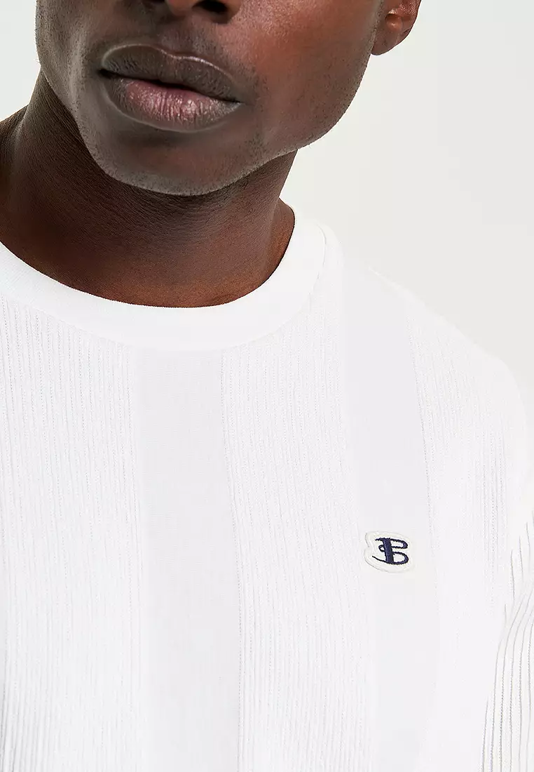 Textured Vertical Stripe Tee