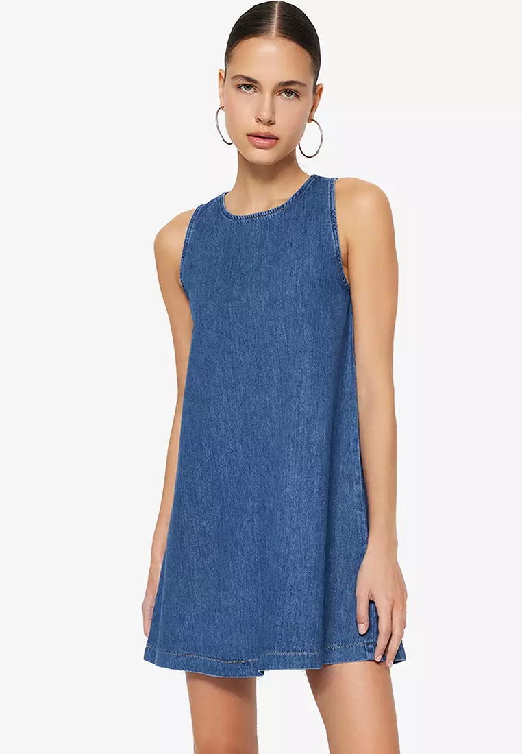 Buy Trendyol Denim Mini Dress 2024 Online | ZALORA Singapore