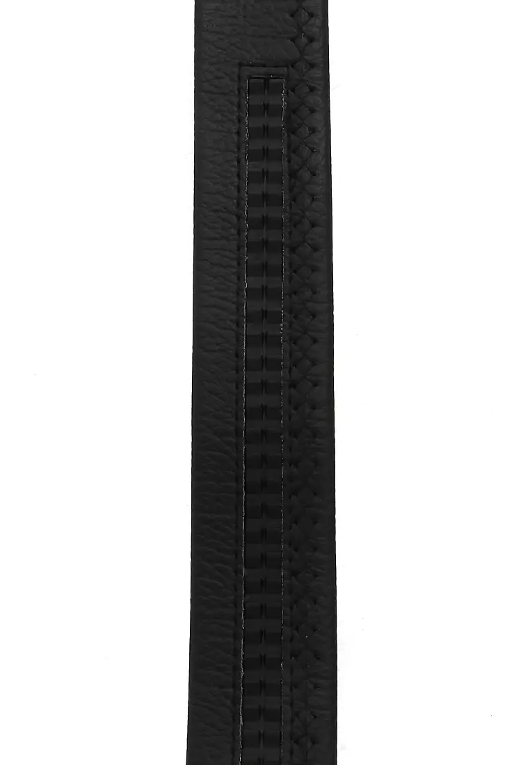 Hazel Gesper Belt Ikat Pinggang Pria Sabuk Casual Elegan Plain Material Leather Kulit ORIGINAL - Black