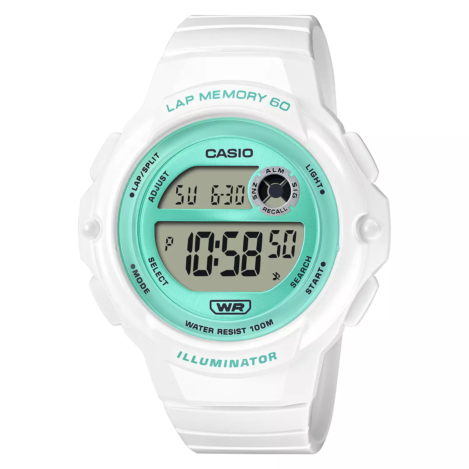 Casio General - Jam Tangan Digital Wanita - Green Dial - White Resin Case & Band - LWS-1200H-7A3V