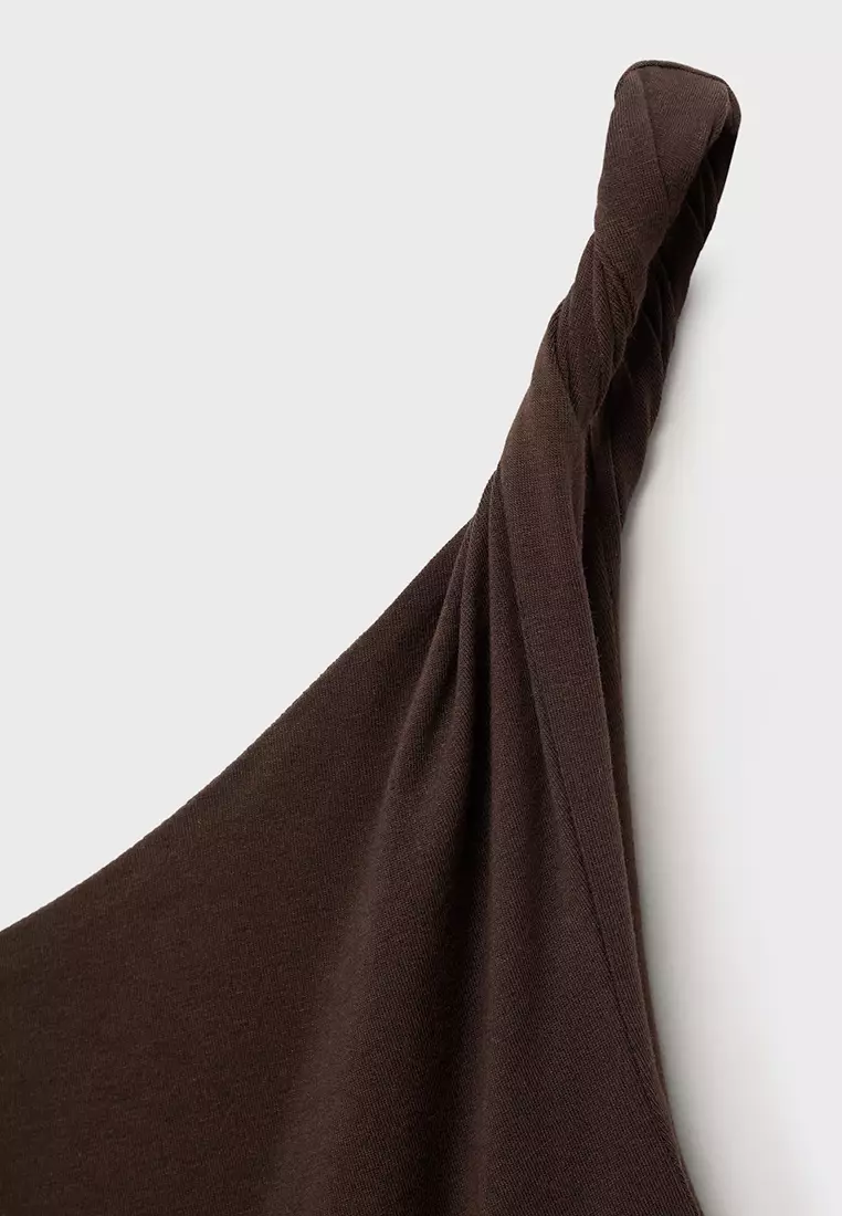 Asymmetrical Dress With Gathered Strap