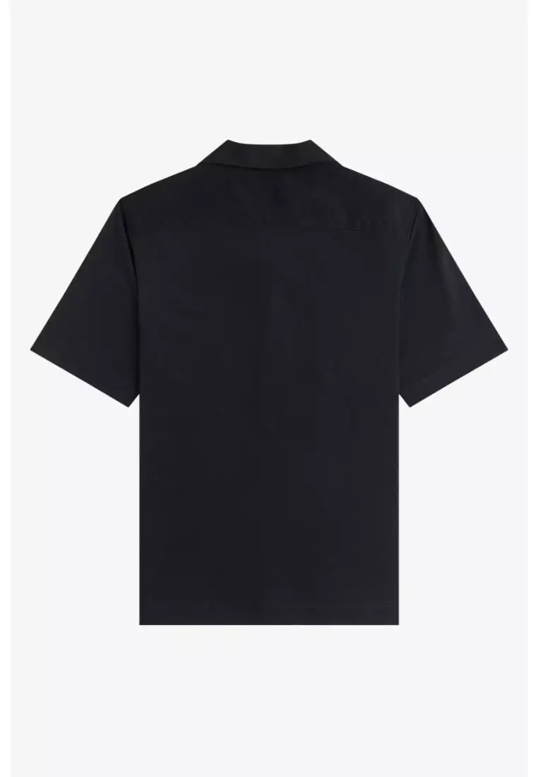 Fred Perry M1745 Compress Mesh Revere Collar Shirt (Black)