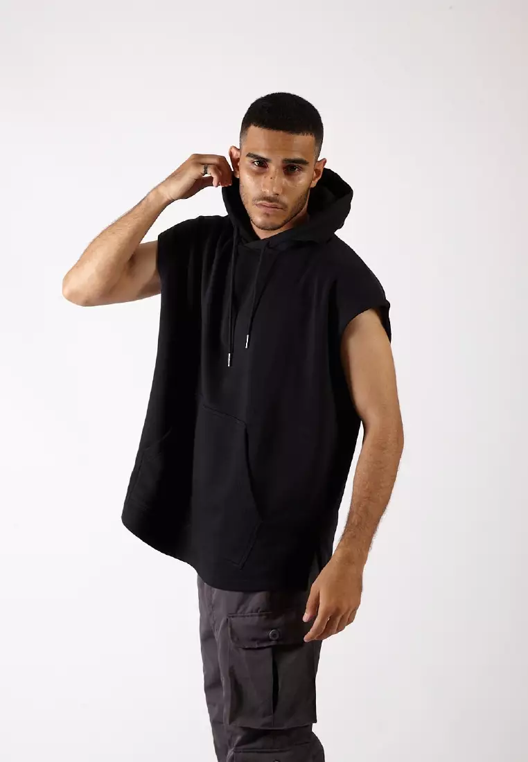 VEDECI ENDEMY OVERSIZED SLEEVELESS HOODIE BLACK