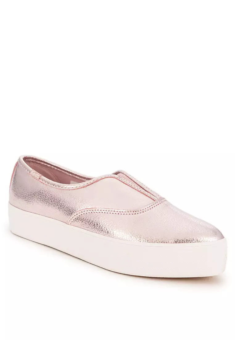 Discount on Keds  shoes - SKU: Point Slip Metallic Leather Sneakers