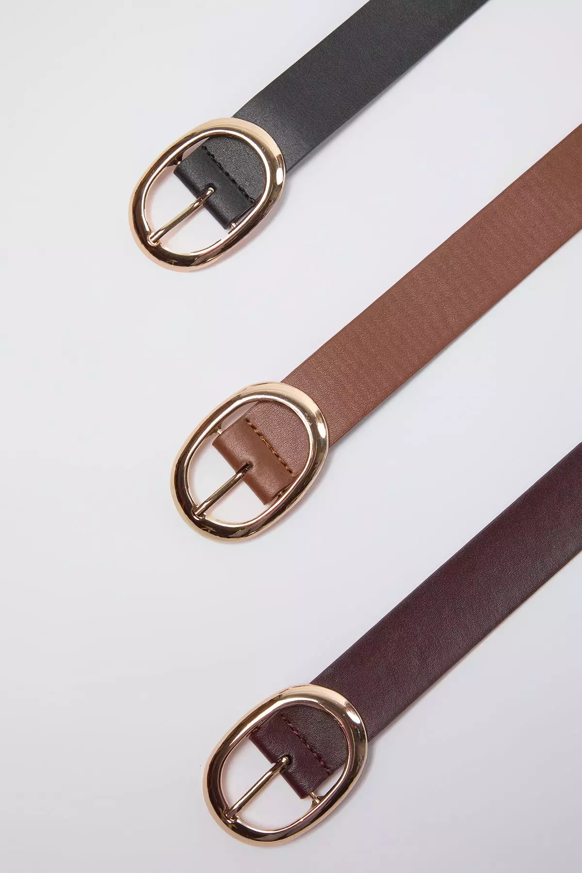 Black-Brown-Burgundy 3-Pack Leather Look Women's Belt TWOSS21KE0054