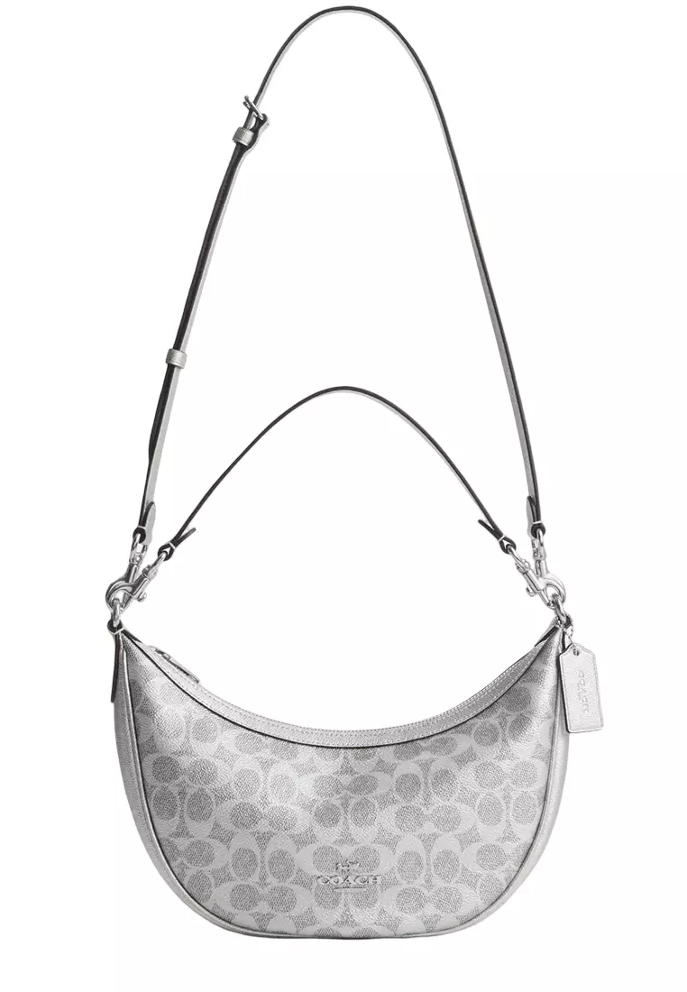 Aria Shoulder Bag In Signature Canvas - Gray/ Silver CCL27
