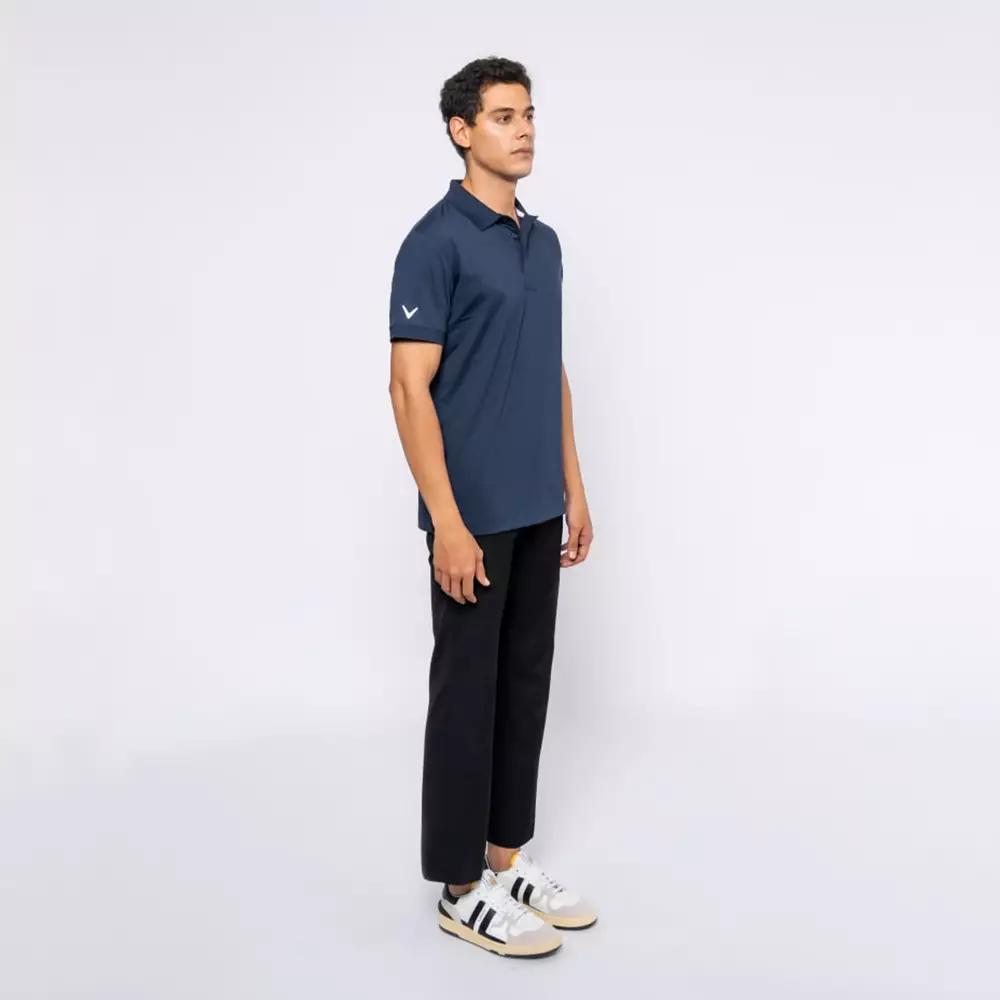 [4.4PRIL KEJUTAN HARGA] Solid Ribbed Polo Shirt Navy Blazer