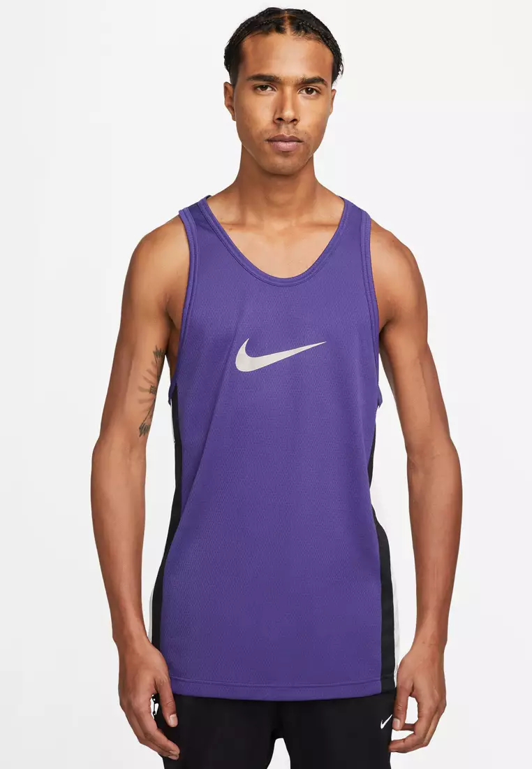 Nike Men's Dri-Fit Studio '72 Reversible Allover Print Training Tank Top in Purple, Size: XL | FB7978-532