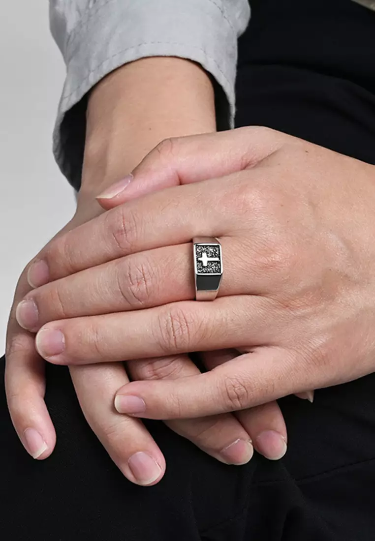 Titanium Steel Cross Stamp Ring JW QF-JZ1047