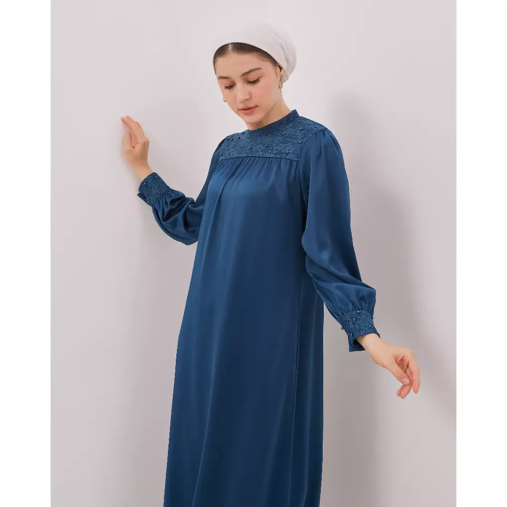 Urban Exchange Gamis Catrine Blue - Long Dress Abaya Biru Muslimah Lebaran