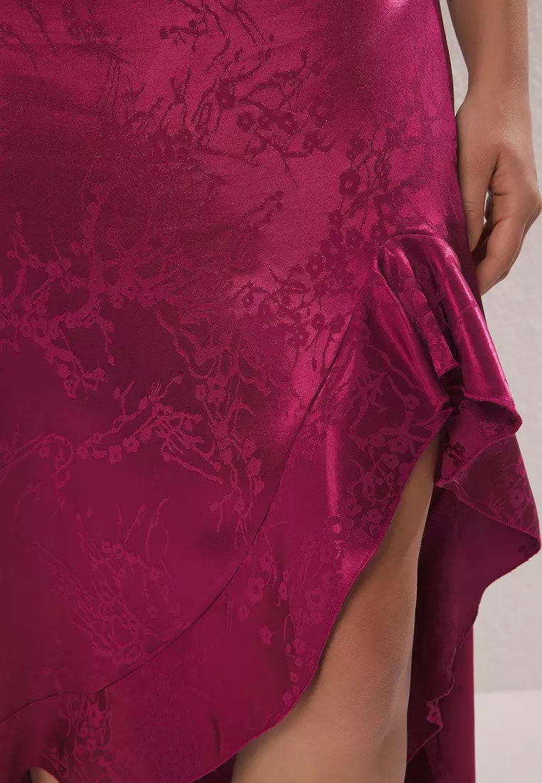 plum graduation dress Teneal Lace-Up Back Maxi Dress Plum main image 1