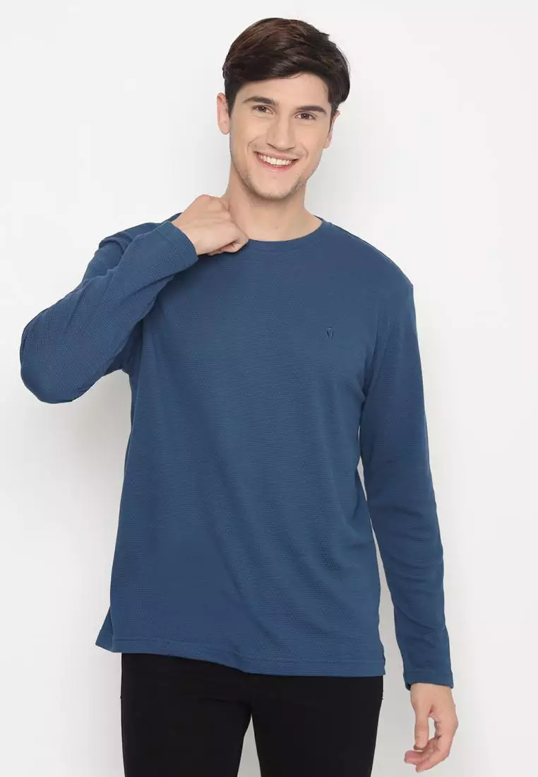 MATSUDA Kaos Lengan Panjang 20S Texture Popcorn Katun Nagato