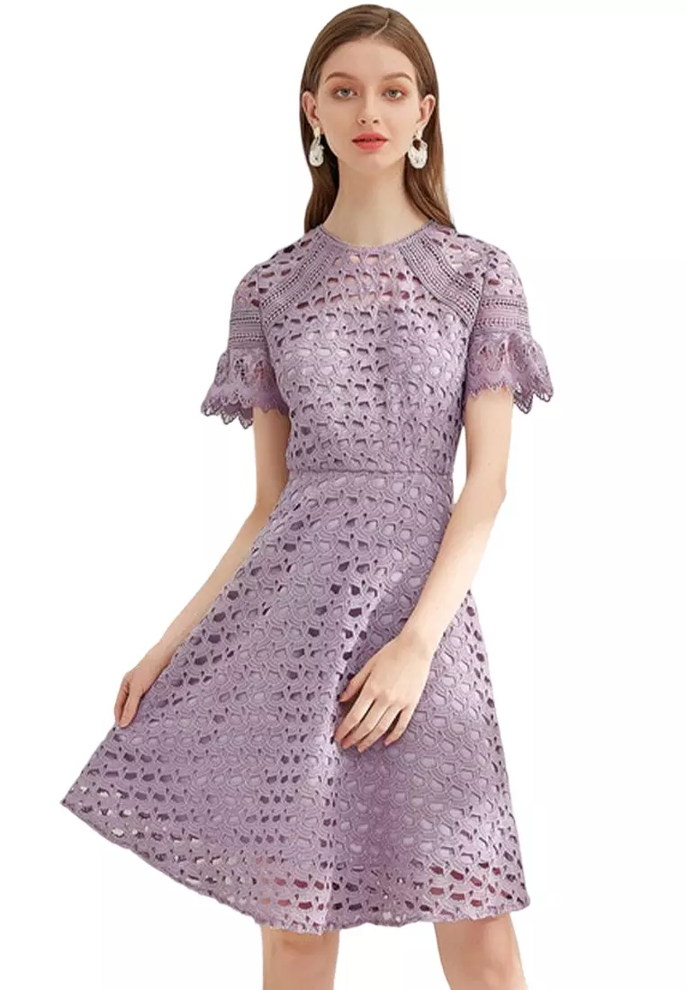 Purple hot sale lace dress