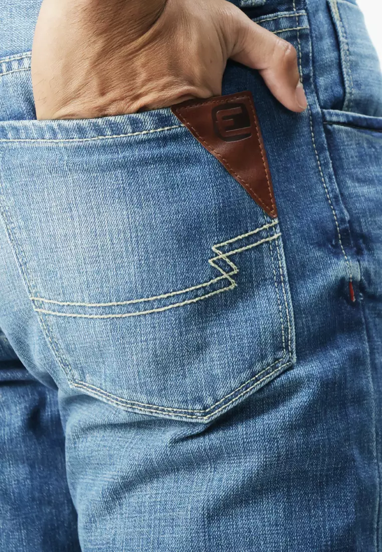 Emba Denim - BS08 Celana Panjang Denim Pria Regular Fit Medium Stone