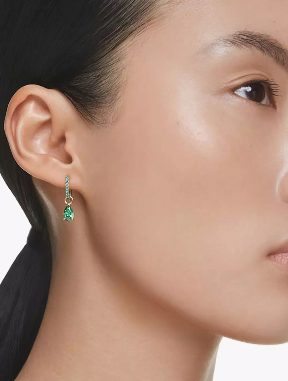 Attract Drop Earrings, Pear Cut, Green, Gold-Tone Plated - Green