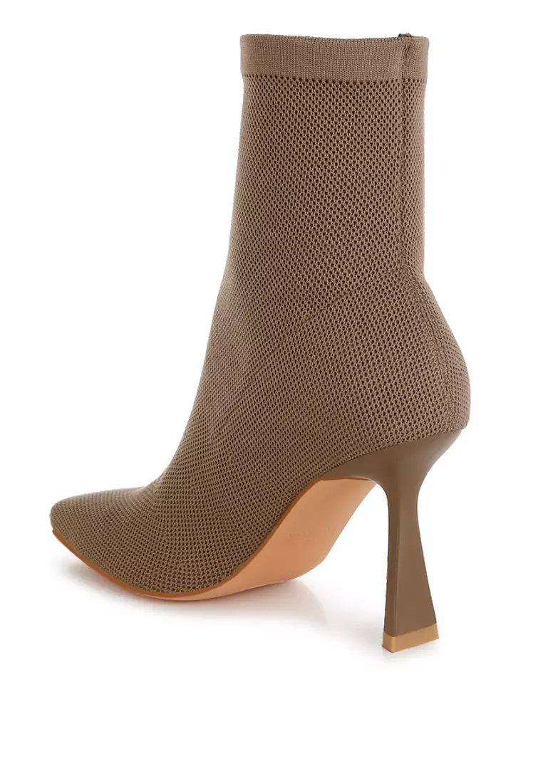 Knitted Sock Boots In Taupe