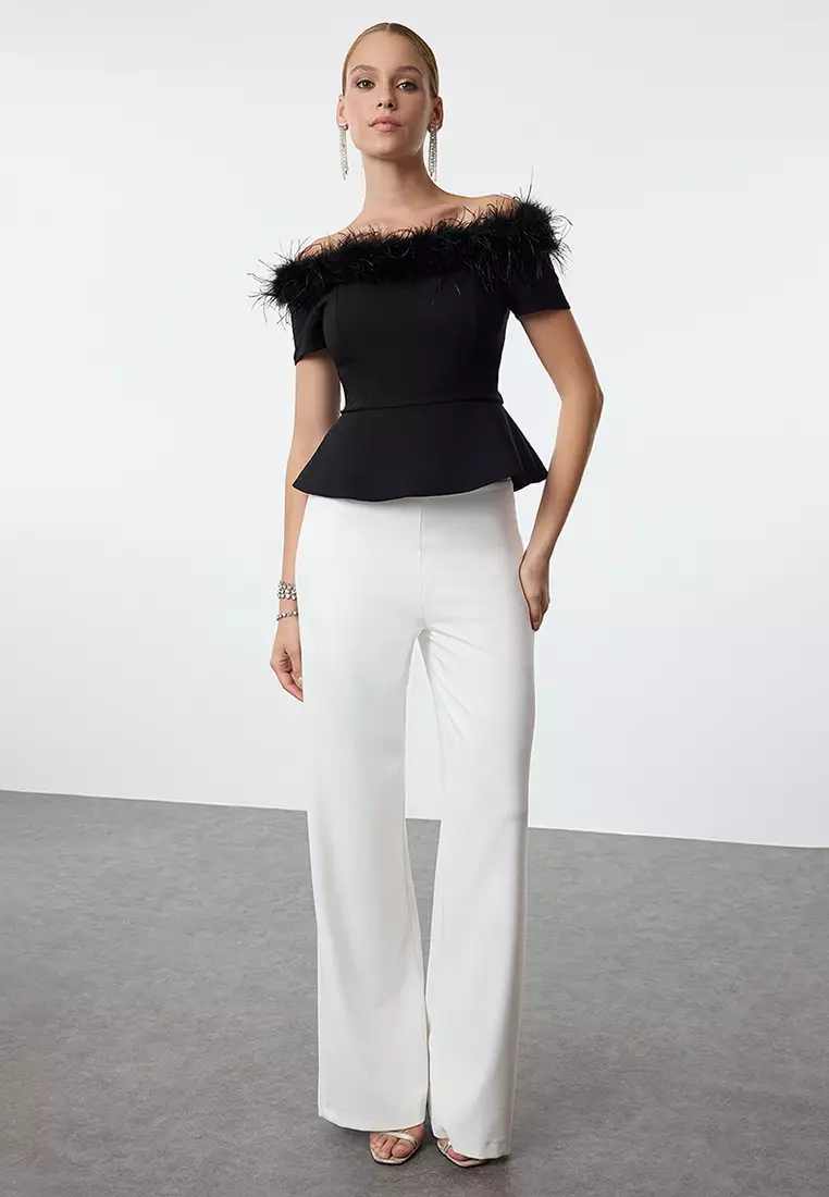 Boa Feather Off-Shoulder Top