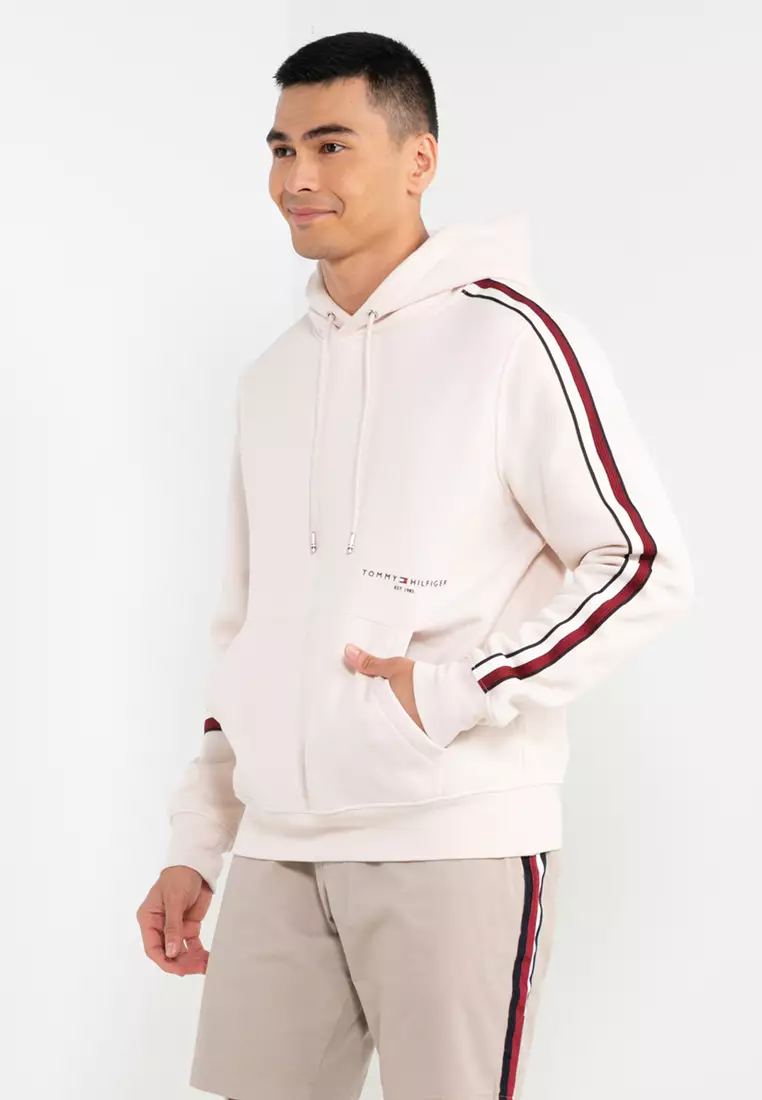 Tommy hilfiger tape sweatshirt white online