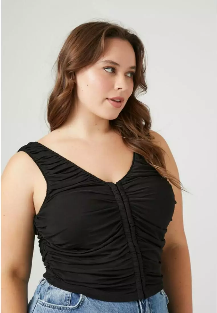 Buy FOREVER 21 Plus Size Ruched Mesh Tank Top 2024 Online