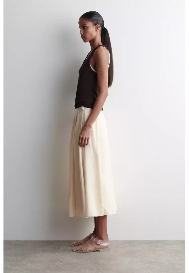 PLEATED A-LINE MIDI SKIRT