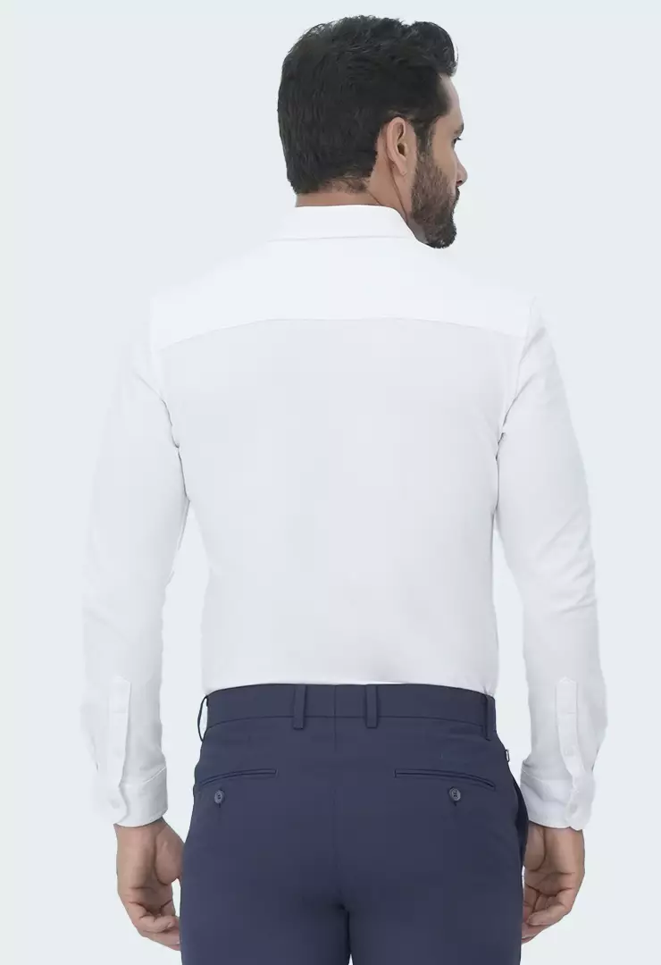 Johnwin - Kemeja Formal Pria - Model Basic - Katun Knitting - Lengan Panjang - Slim Fit - Milan Collection