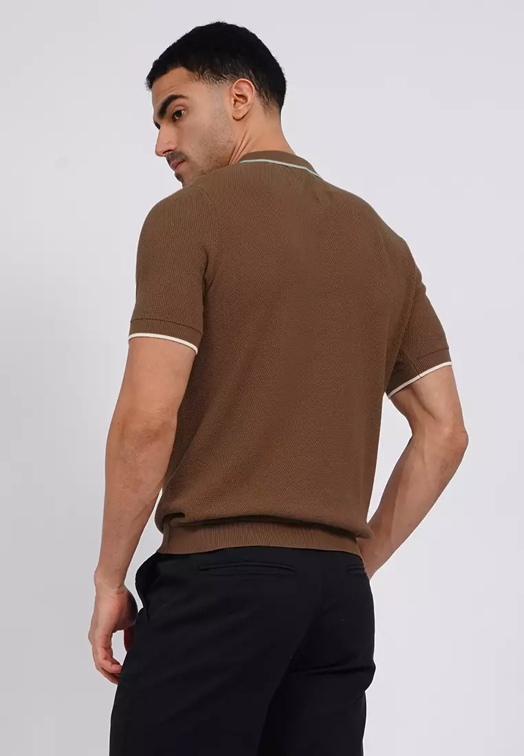 Knitted Polo Shirt with Zipper