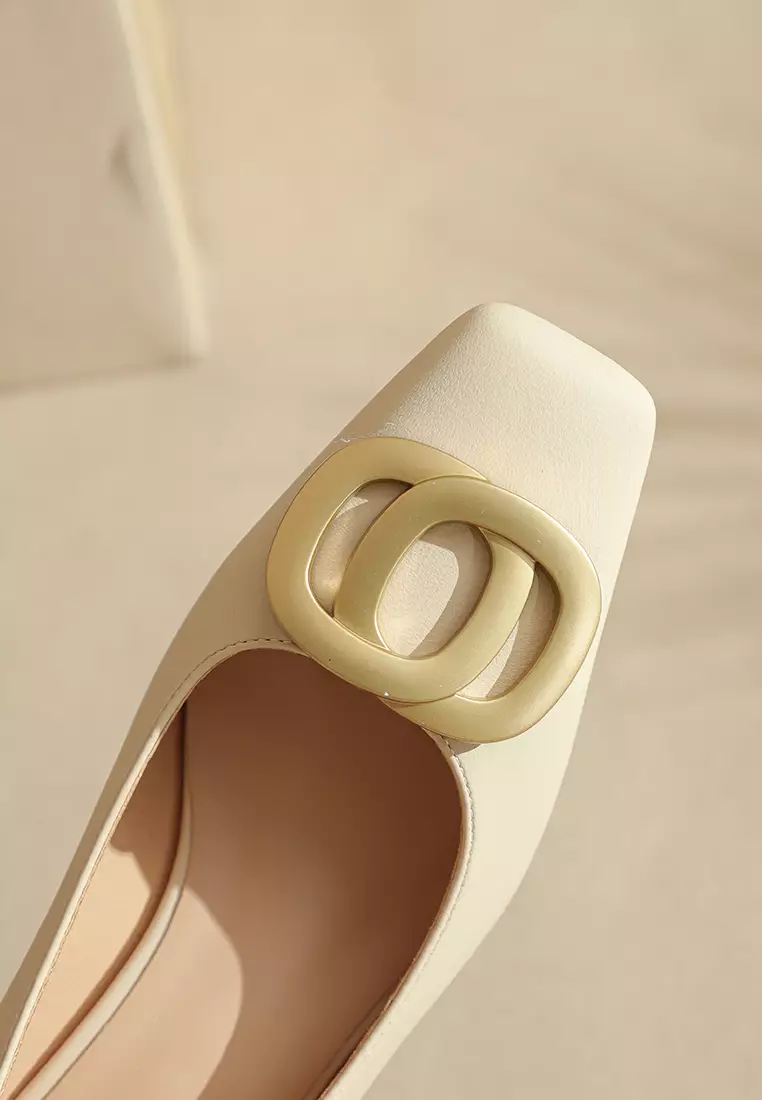 5CM Metal Buckle Microfiber Leather Pumps BY2355-18