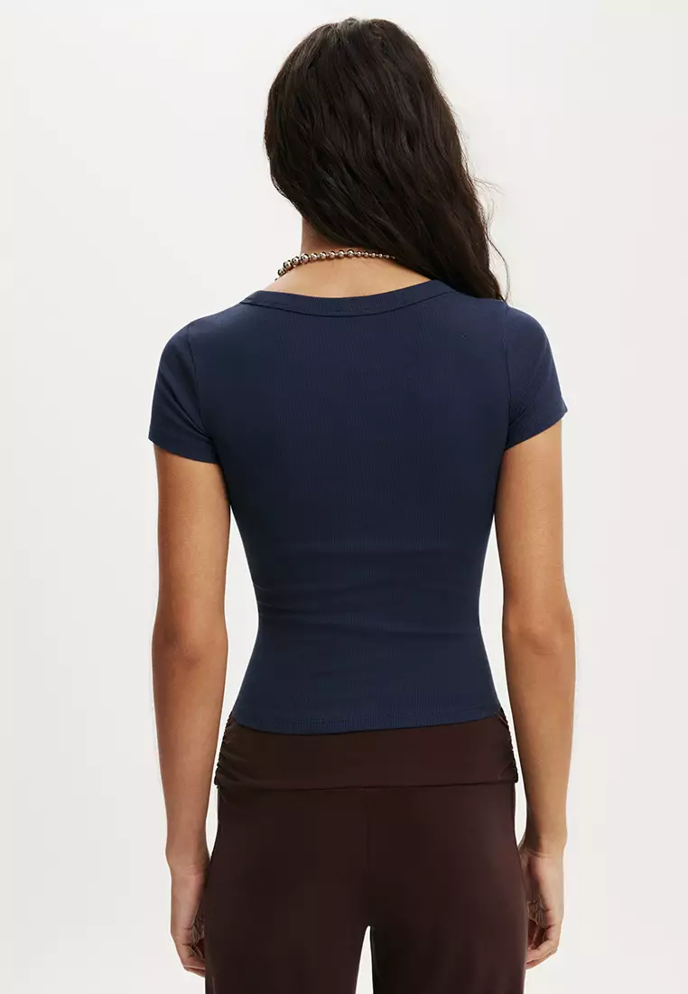 Goldie Rib V-Neck Short Sleeves Top