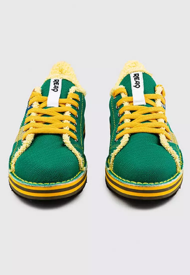 MARE LIFESTYLE Sneakers - Made from 100% Recycled Materials in Italy from Recycled beach beds and chairs fabric and car tyres for the soles. MARE LIFESTYLE sneakers - Green/Yellow