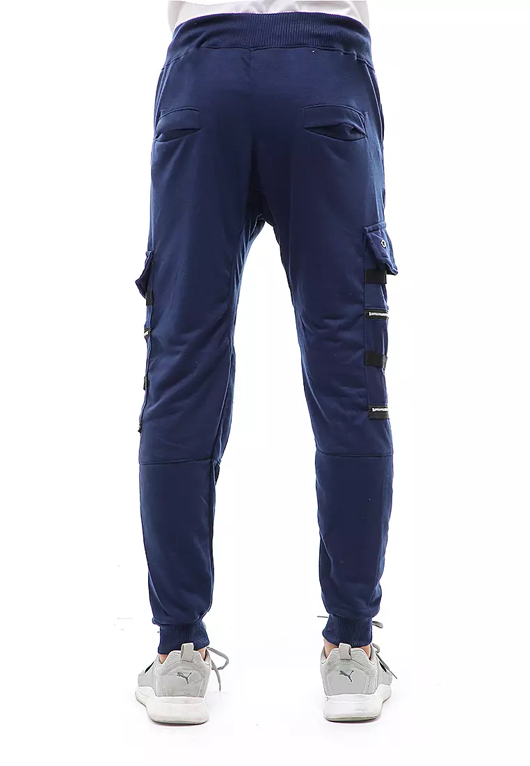 Locko Long Pants Celana Jogger Pria Zipper Design Material Baby Terry ORIGINAL - Navy