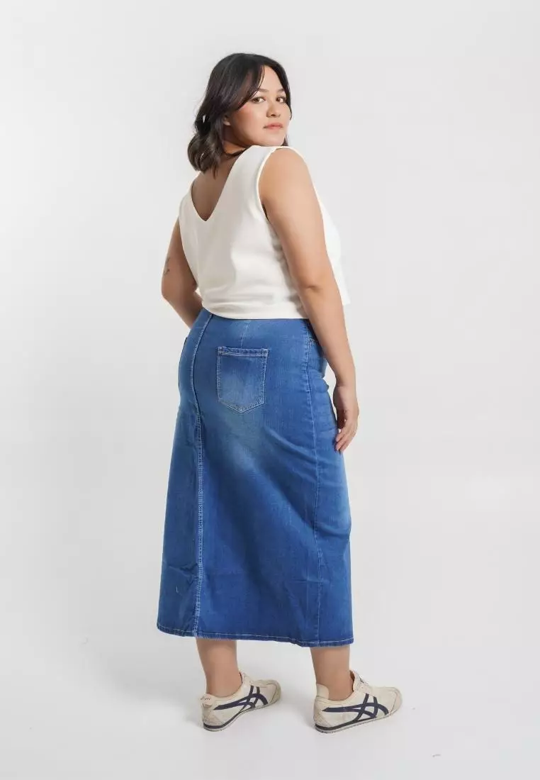 Plus Size Denim Skirt Taylor Blue