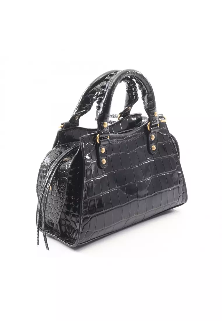 BALENCIAGA Neo Classic City Mini Croc Top Handle Shoulder  Pre-Loved Balenciaga Mini Croc Embossed Calfskin Neo Classic City display picture 1