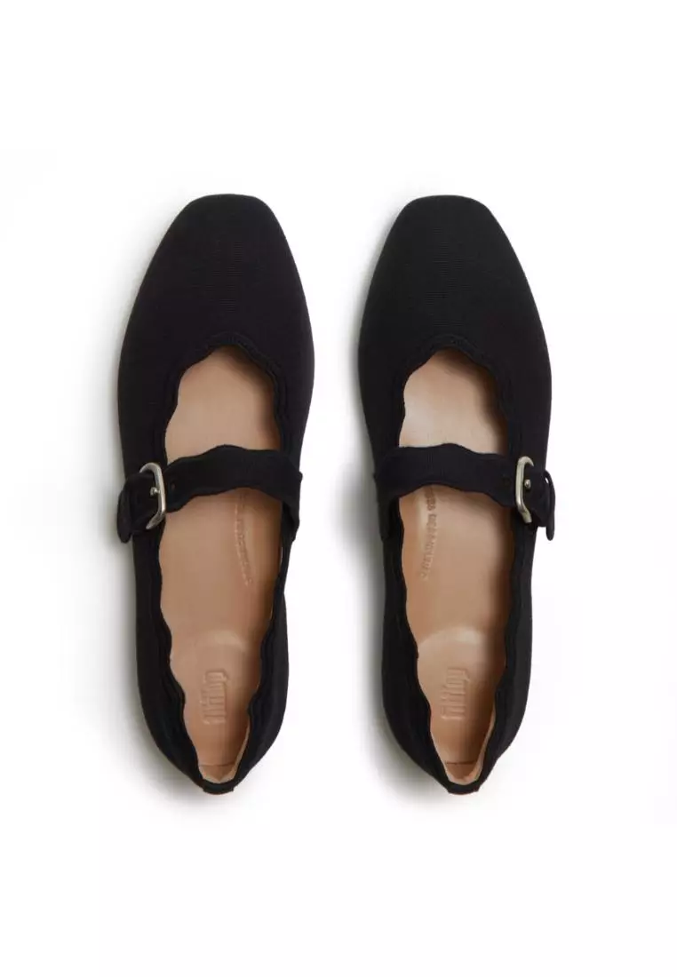 Delicato Wave-Edge Canvas Mary Janes