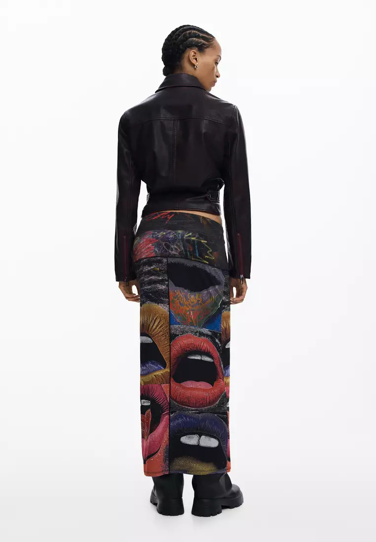 PRINTED SKIRT WITH LIPS