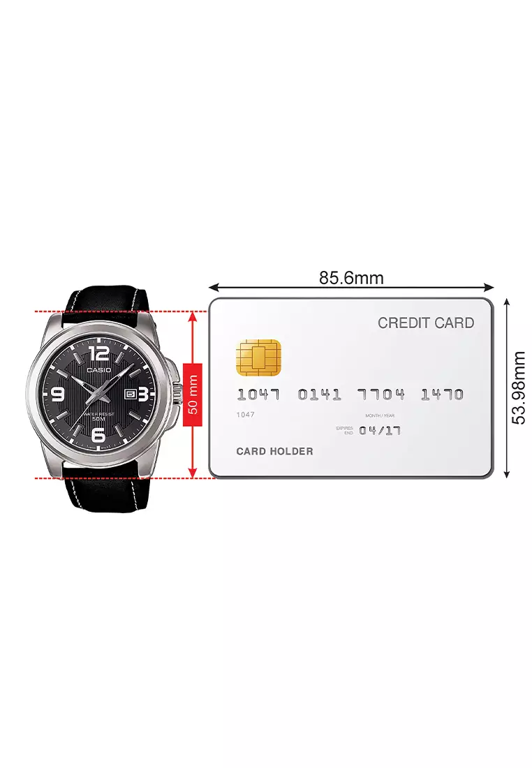 Casio - Jam Tangan Pria - Silver - Black Leather Strap - MTP-1314L-8AVDF