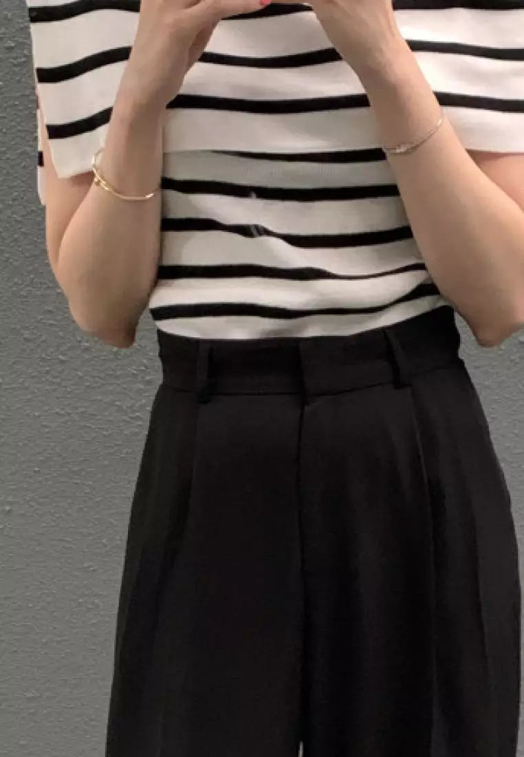 New summer sleeveless knitted women's T-shirt top K061801B/W