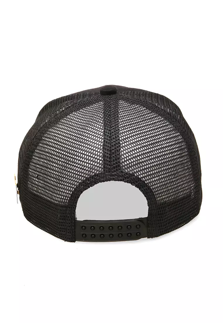 Yuma Topi Snapback Pria Desain Jaring Adjustable Strap Material Raffel ORIGINAL - Black