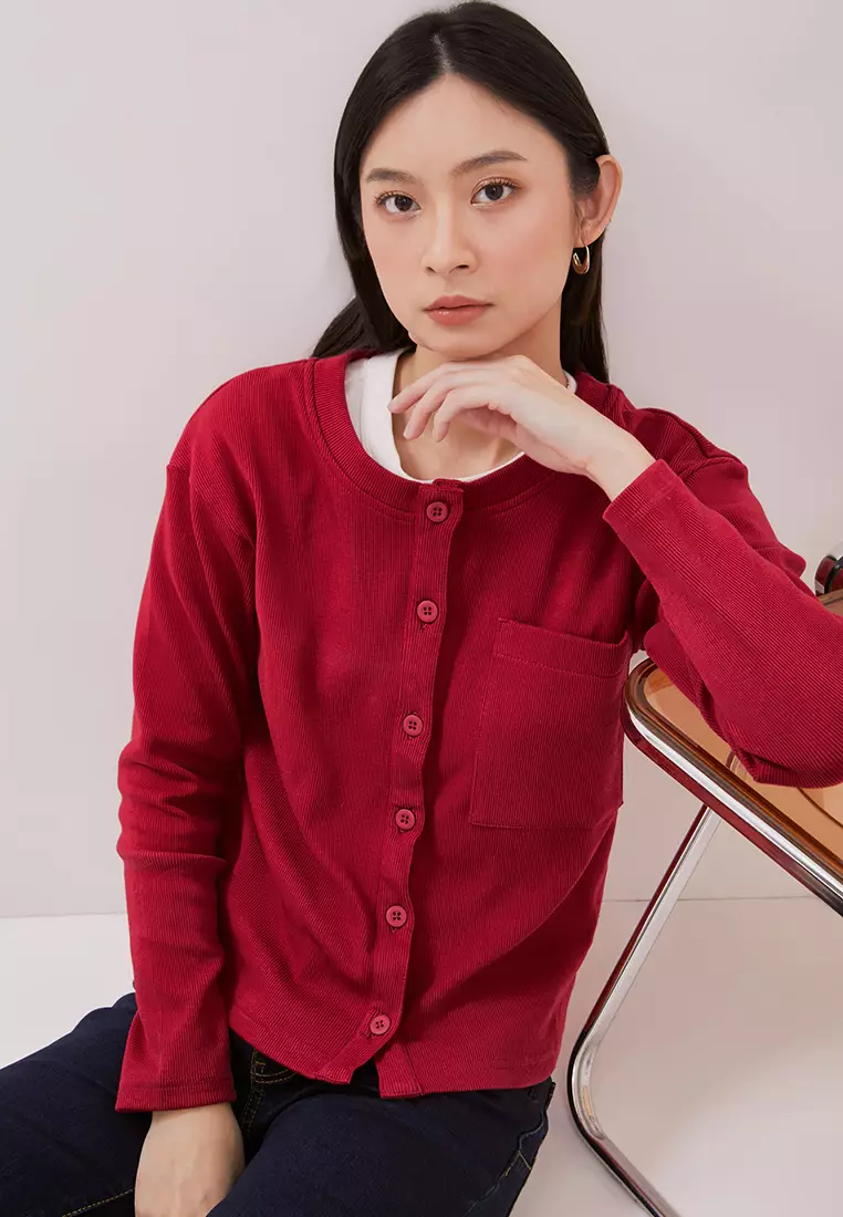 DUST Cardigan Saharsa Maroon (D.5311)
