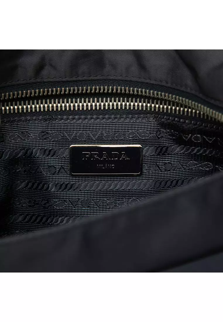 Pre-Loved Prada Saffiano Trimmed Tessuto Zip Top Crossbody