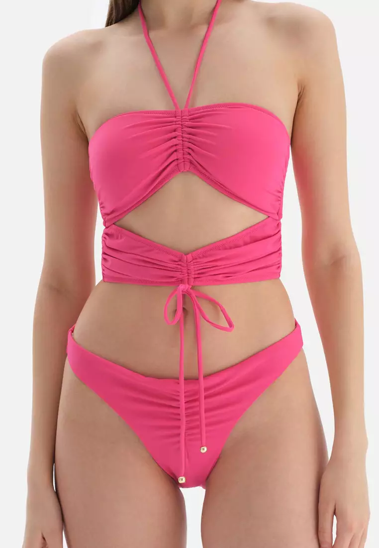 Fuchsia Bralette Bikini Top, Removable Padding, Non-wired, Swimwear for Women