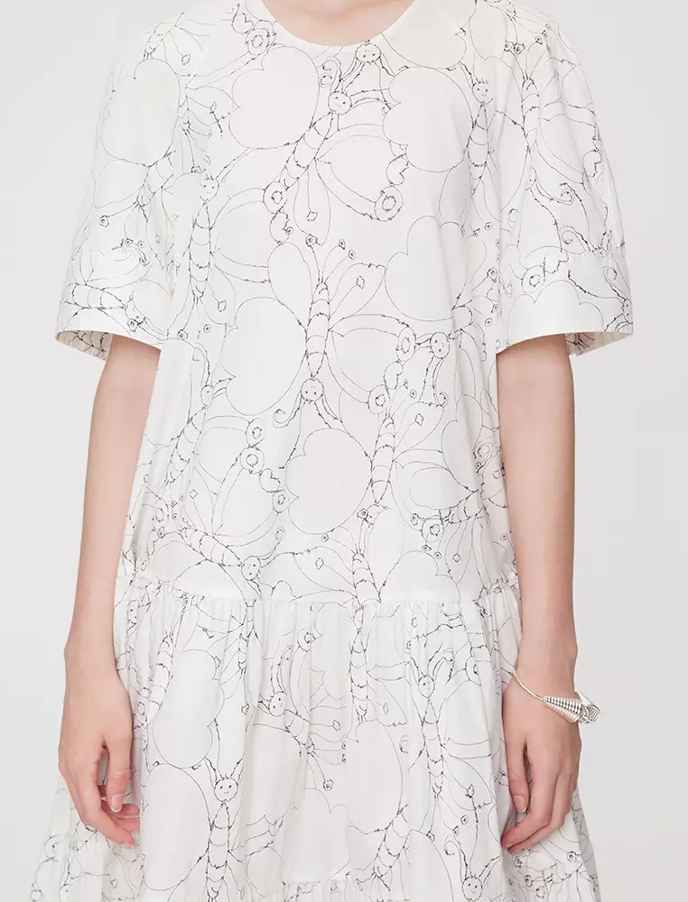 Printed A-Line Short Sleeve Dress