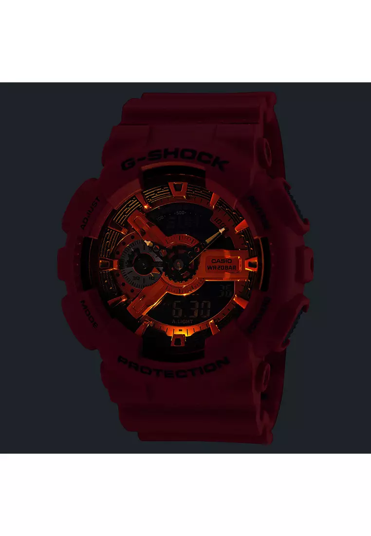 GA-110RRB-4A Men Analog-Digital Watch Red Resin Band