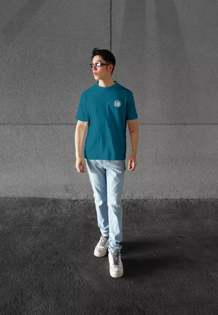 Kale Evan Dark Tosca / Cotton Cloudy / Kaos Boxy Fit / Kaos Korea / Atasan Kaos Pria / Kaos Basic Pria