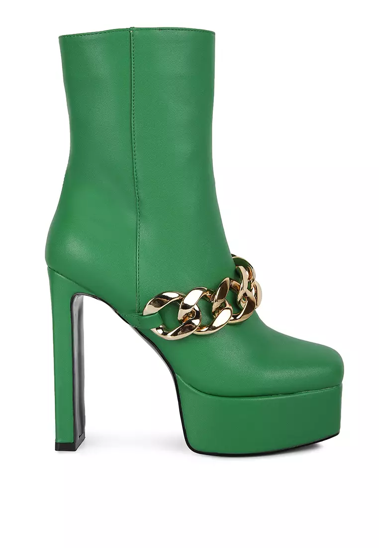 Discount on London Rag  shoes - SKU: Green High Platform Ankle Boots