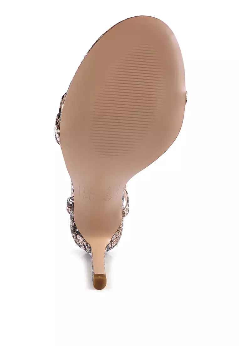 Beige Heeled Strappy Slingback Sandal