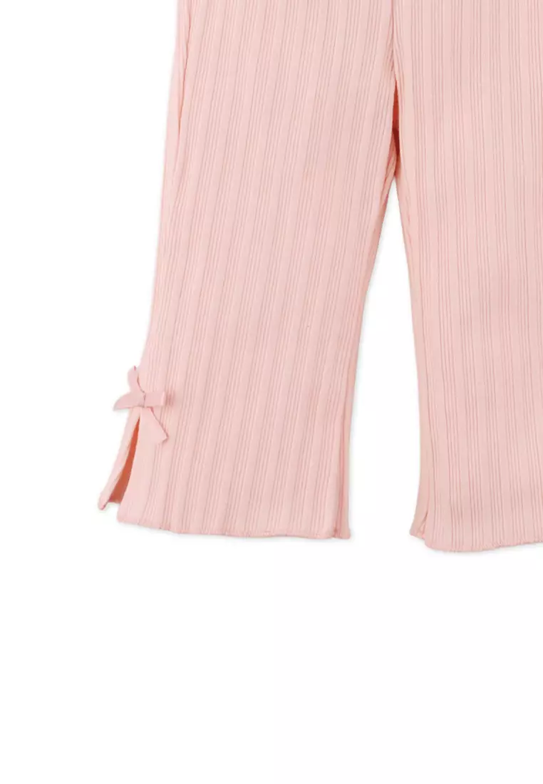Baby Marta Ribbed Bootcut Leggings with All-Over Print and Side Slit Bows