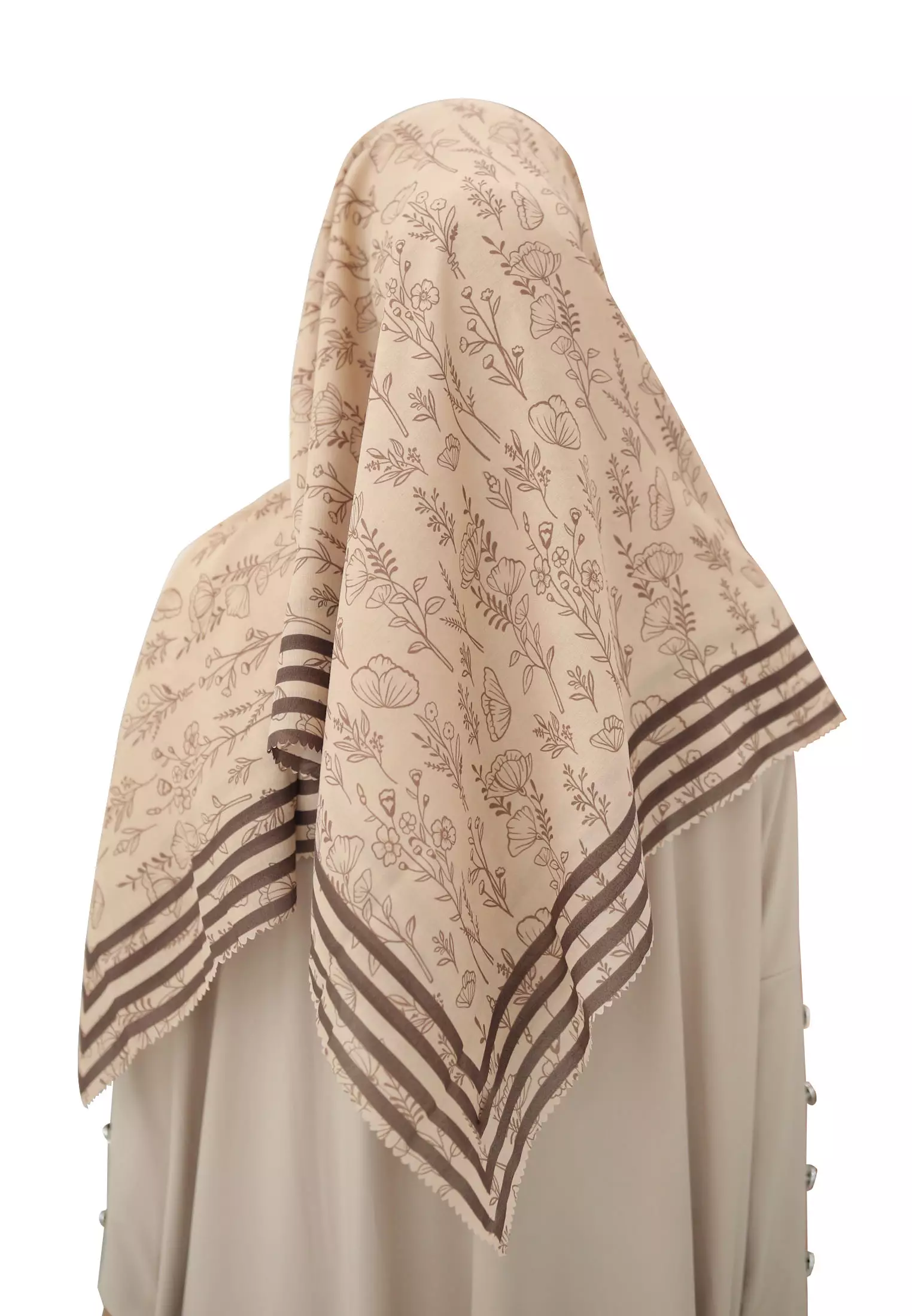 Cotton Bee - Rania Printed Scarf | Hijab Segiempat Motif 130x130 - Hazelnut Choco